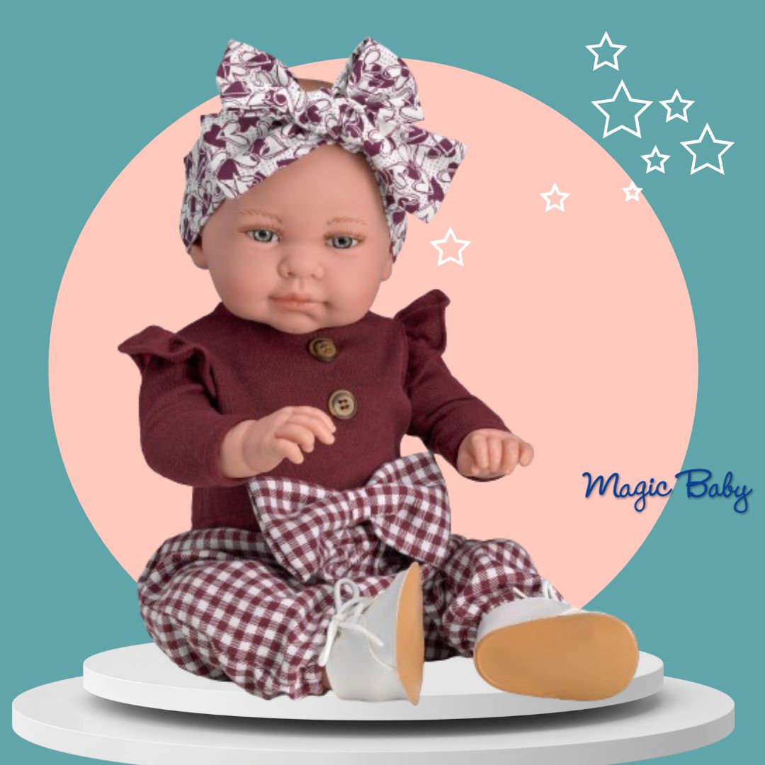 Lamagik Magic Baby Χειροποίητη Κούκλα Marina με Μπορτνώ Πουκάμισο και Μεγάλο Φιόγκο 45εκ. Ελαφρώς Αρωματισμένη - 1