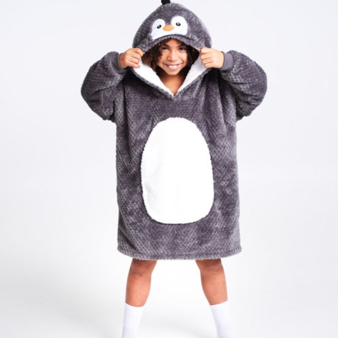 Noxxiez Φορετή Κουβέρτα Hoodie με Κουκούλα & Μανίκια Penguin 7-12 ετών - 1
