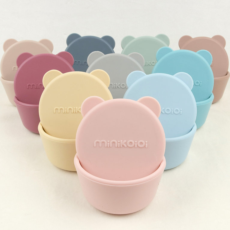 MinikOiOi Μπολ Σιλικόνης με Καπάκι 2τμχ. Mini Bites Velvet Rose / Powder Grey - 1