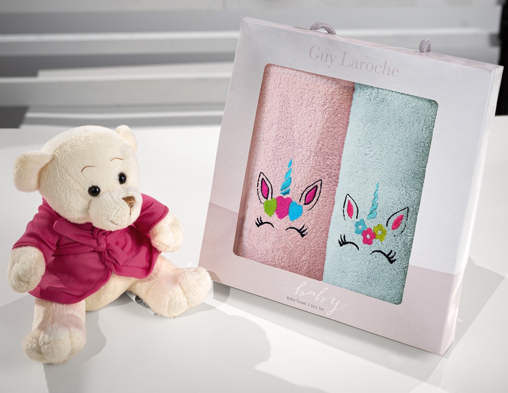 Guy Laroche Βρεφικές Πετσέτες Μπάνιου Pink-Mint 2τμχ. Girl Set 3 35x50εκ. - 1