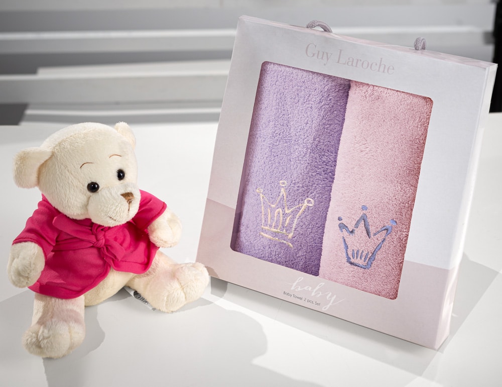 Guy Laroche Βρεφικές Πετσέτες Μπάνιου Pink-Lilac 2τμχ. Girl Set 1 35x50εκ. - 1