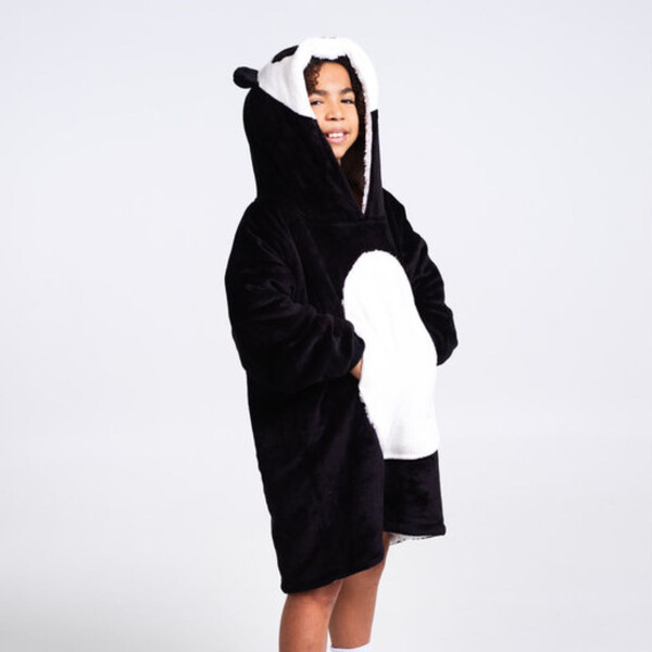 Noxxiez Φορετή Κουβέρτα Hoodie με Κουκούλα & Μανίκια Panda 7-12 ετών - 1