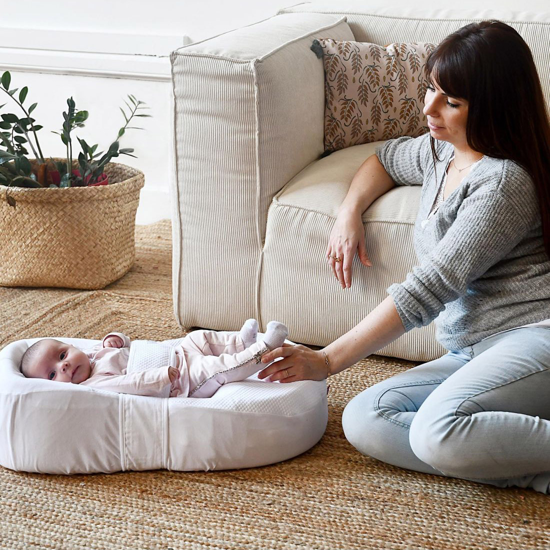 Beaba Βρεφικό Μαξιλάρι-Φωλιά Cocoonababy® (με Σεντόνι) White 0-3m - 1