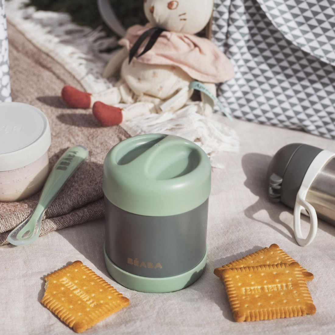 Beaba Παιδικό Θερμός Φαγητού 300ml Mineral Grey/Sage Gren - 1