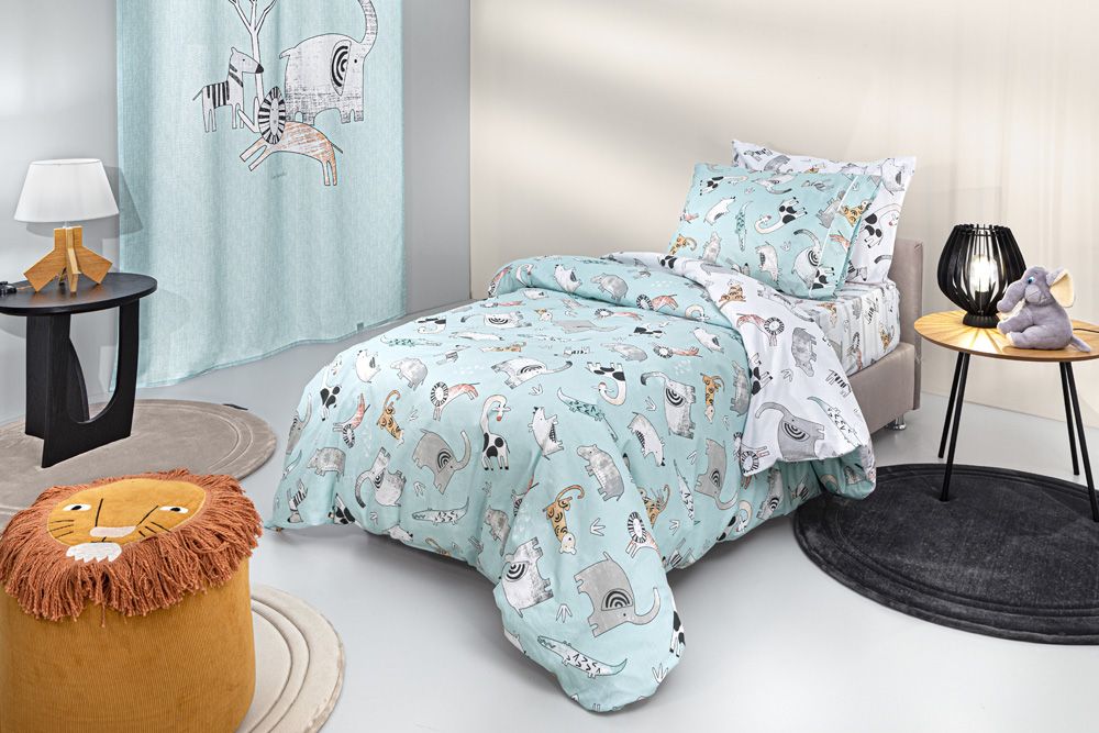 Guy Laroche Παιδικά Βαμβακεριά Σεντόνια Σετ 3τμχ. Zootopia Aqua-Grey 165x250εκ. - 1