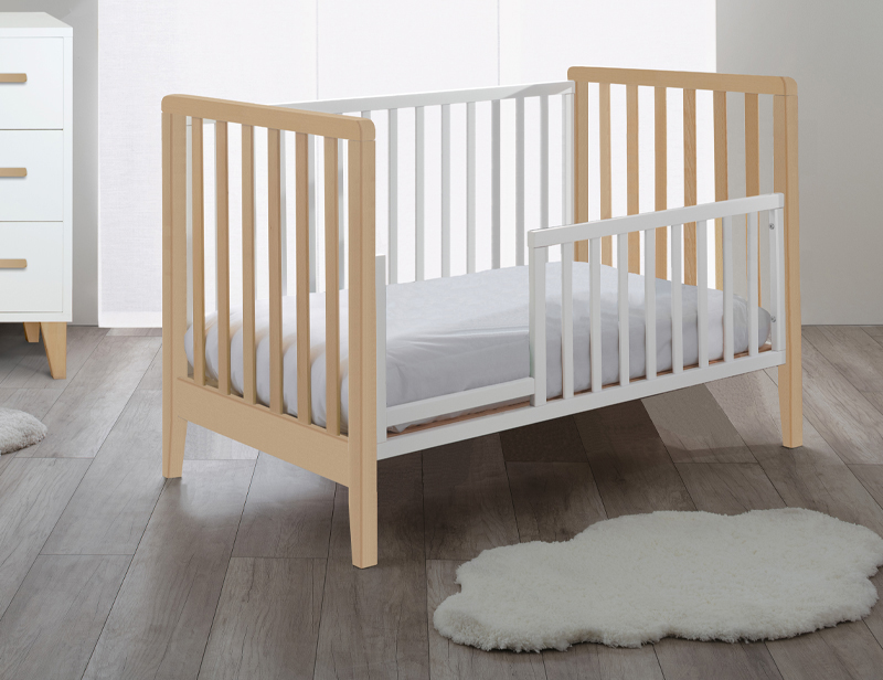 PALI Πολυμορφικό Βρεφικό Σετ Win Bianco-Natural με Λίκνο (90x73cm) Μετατρεπόμενο σε Κρεβάτι (133x73cm), με Στρώματα Λίκνου, Κρεβατιού και Προστατευτικό Κάγκελο - 3
