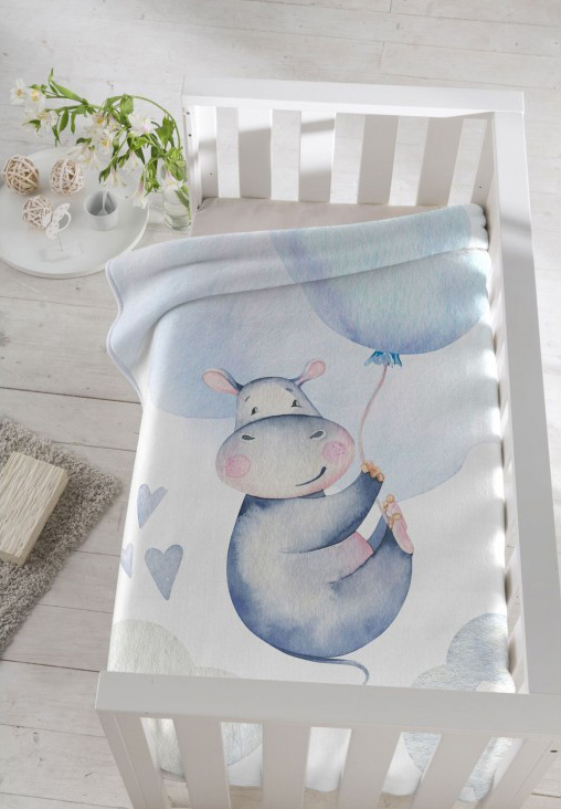 Piel Sa Κουβέρτα Κούνιας 110x140εκ. Sky Hippo Blue 110x140εκ. - 1