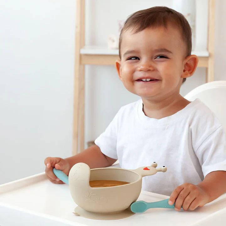 Kiokids Παιδικό Μπολ Σιλικόνης Σαλιγκάρι Μπέζ 9x17εκ. - 1