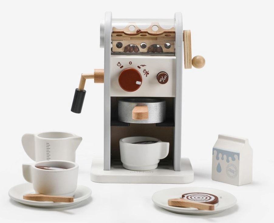 Eli Neli Montessori Coffee Machine Ξύλινη Παιδική Mηχανή Kαφέ με Kόκκους Γκρι - 2