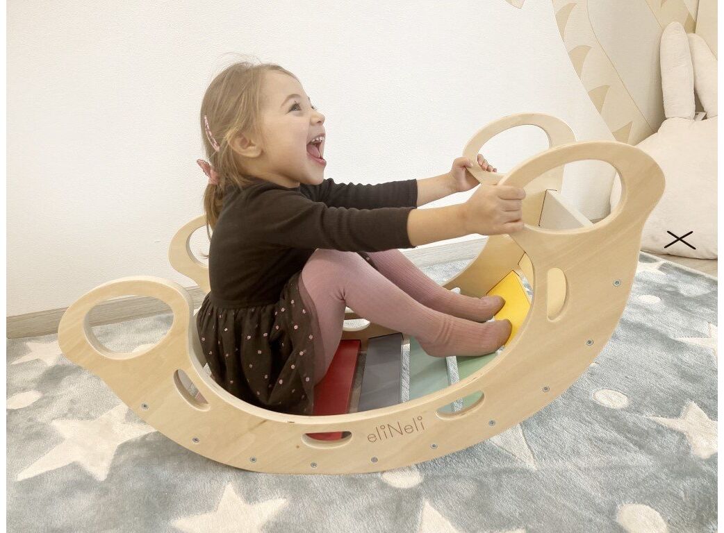 EliNeli Montessori Ξύλινη Πολυλειτουργική Σανίδα Ισορροπίας 5 σε 1 - 2