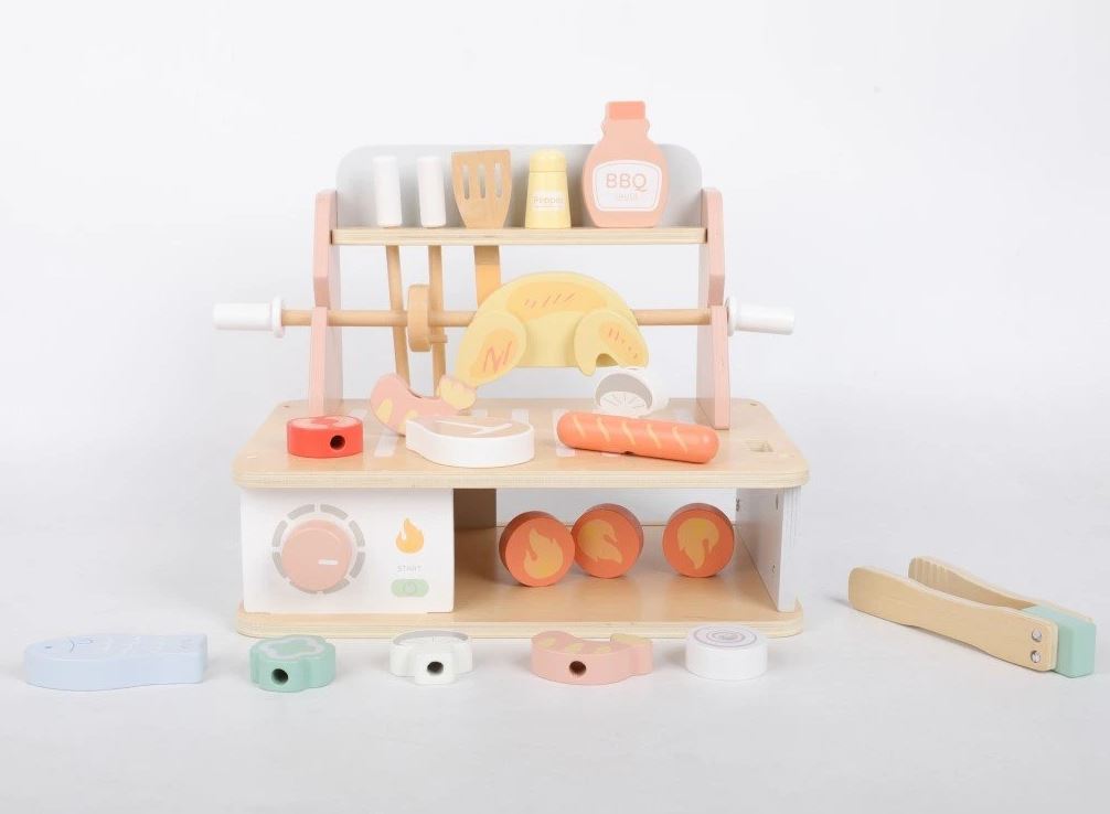 EliNeli Montessori Ξύλινη Ψησταριά για Παιδιά με Αξεσουάρ - Set BBQ - 1