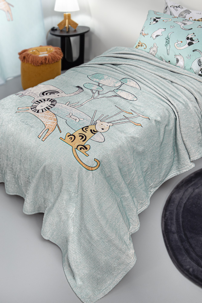 Guy Laroche Παιδική Κουβέρτα Ultrasoft Zootopia Aqua Grey 160x220εκ. - 1