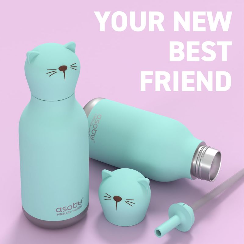 Asobu Παιδικό Μπουκάλι Θερμός Besties Γάτα 470ml - 1