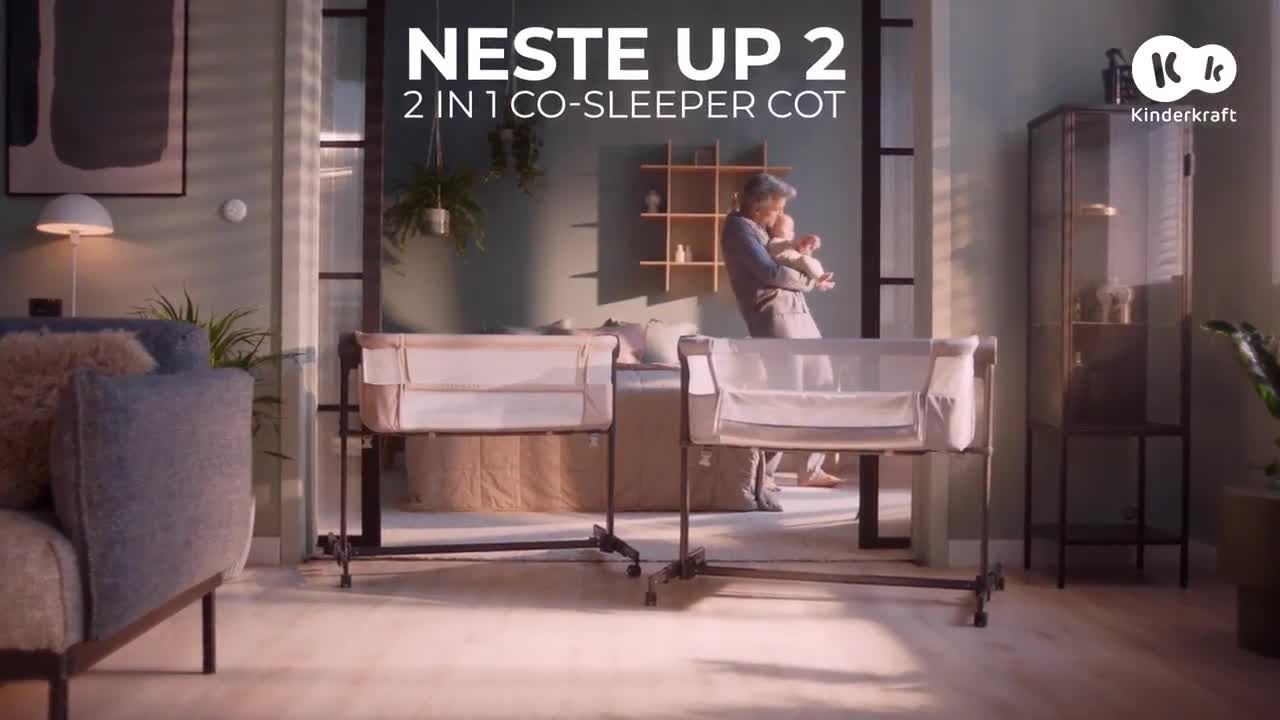 Kinderkraft Neste UP 2 Ρυθμιζόμενο Βρεφικό Λίκνο με Στρώμα Beige - 1