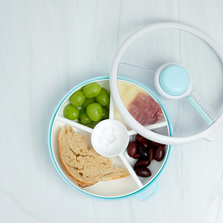 GoBe Παιδικό Δοχείο Σνακ με 5 Θήκες Snack Spinner Large Macaron Blue 21x5εκ. - 1