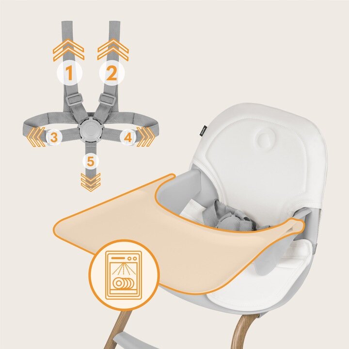 Lionelo Dalia Set Καρεκλάκι Φαγητού & Relax 4 σε 1 Gray Stone Natural - 3