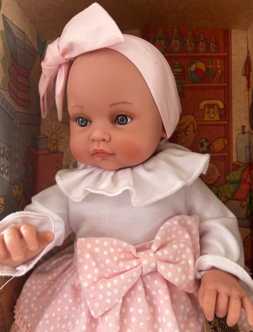 Lamagik Magic Baby Χειροποίητη Κούκλα Alicia με Άσπρη Μπλούζα & Ροζ Φιόγκο 45εκ. - 1