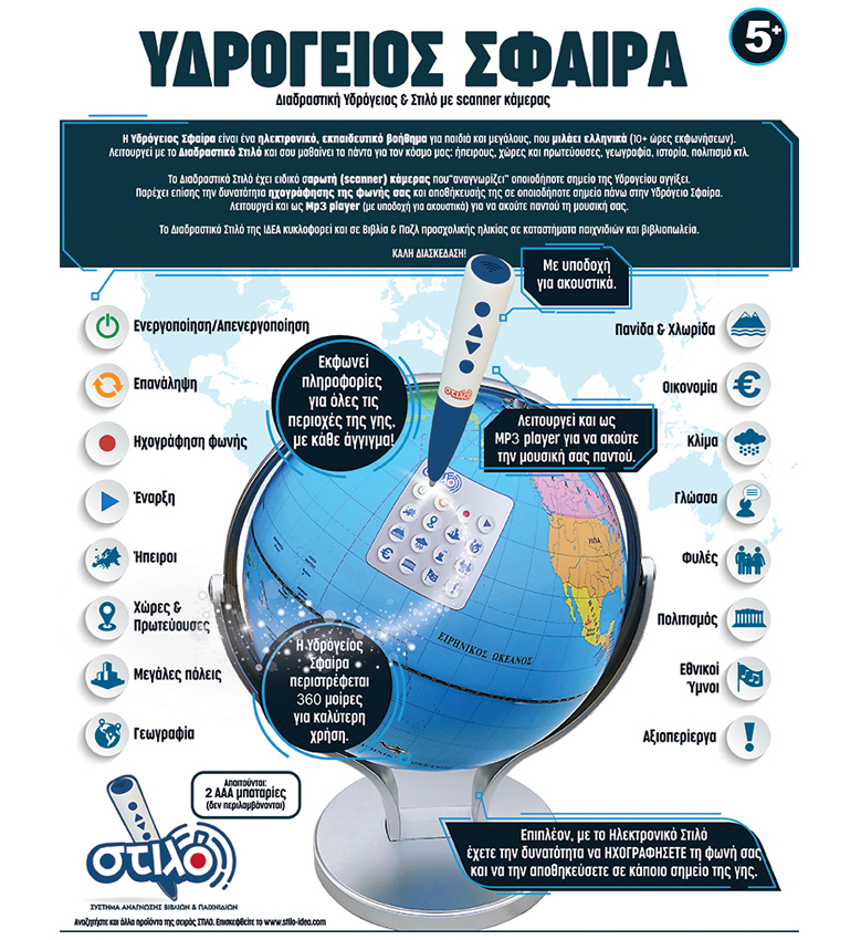 IDEA Διαδραστική Υδρόγειος Σφαίρα & Στιλό με Scanner Κάμερας - 1