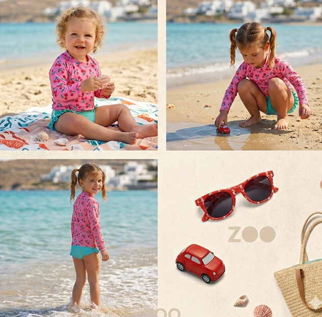Zoocchini Σετ Uv Μαγιώ Και Μπλούζα Cherry - 6-12M - 1