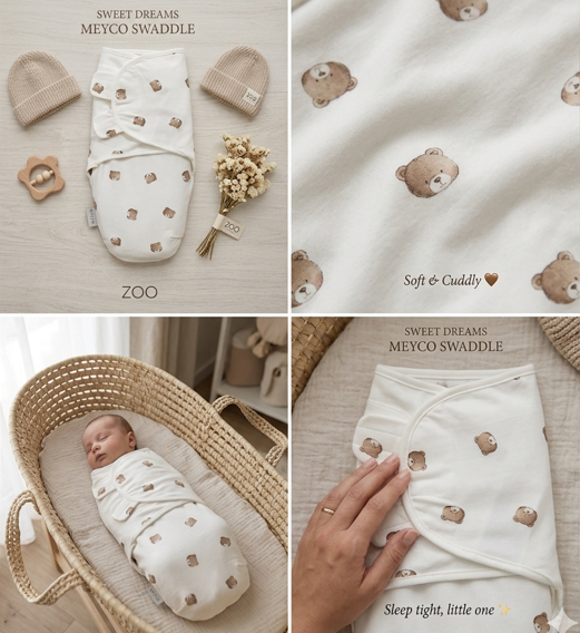Meyco Swaddle Bear Multicolor 0-3 Μηνών - 1