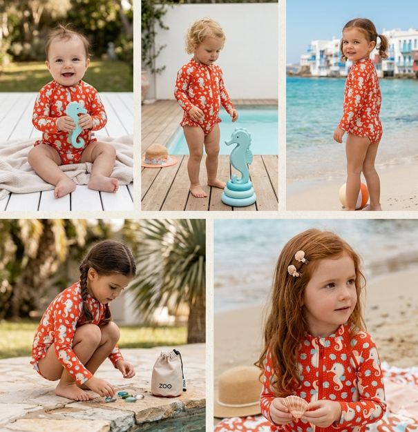 Zoocchini Ολόσωμο Μαγιώ Με Μανίκια Uv Sally The Seahorse - 6-12M - 1