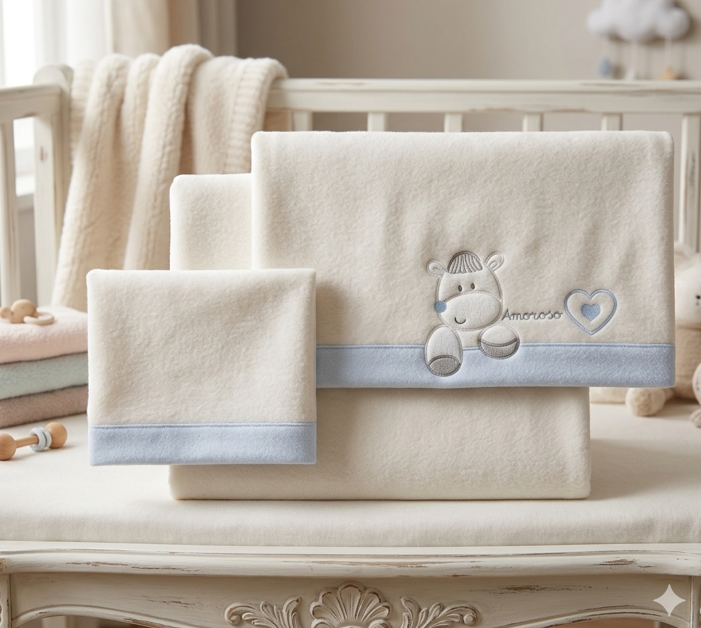 Interbaby Amoroso Set Σεντόνια Φανέλα White/Blue - 1