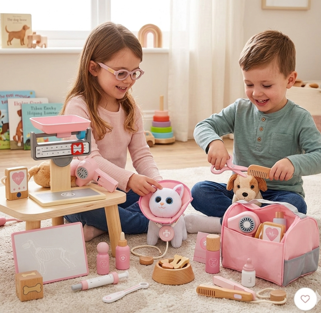 Ξύλινο Σετ Κτηνιάτρου με Γατάκι (Veterinary Play Set – Kitten Edition) – Παιδικό Παιχνίδι Ρόλων-UMU1340 - 1