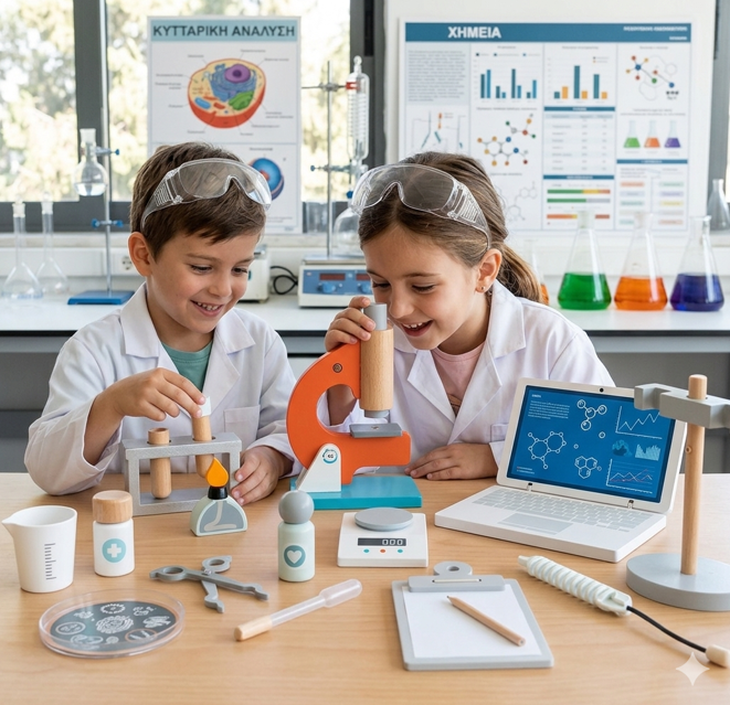 Ξύλινο Σετ: Το Επιστημονικό μου Εργαστήριο (Laboratory Play Set – 29 Τεμάχια) – Παιδικό STEM Παιχνίδι Ρόλων-UMU1319 - 1