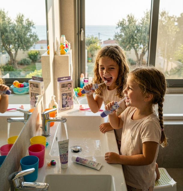 INNOGIO GIOCAT VIOLET – ΠΑΙΔΙΚΗ ΗΛΕΚΤΡΙΚΗ ΟΔΟΝΤΟΒΟΥΡΤΣΑ SONIC ΜΕ LED ΓΙΑ ΠΑΙΔΙΑ 2–12 ΕΤΩΝ - 1