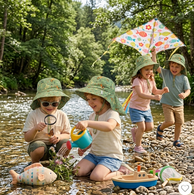 FlapJackKids Cape Sunhat Lion/Giraffe UPF50+ – Παιδικό Αντηλιακό Καπέλο Παραλίας για Βρέφη & Παιδιά- Small 6 Mo-2 Yrs - 1