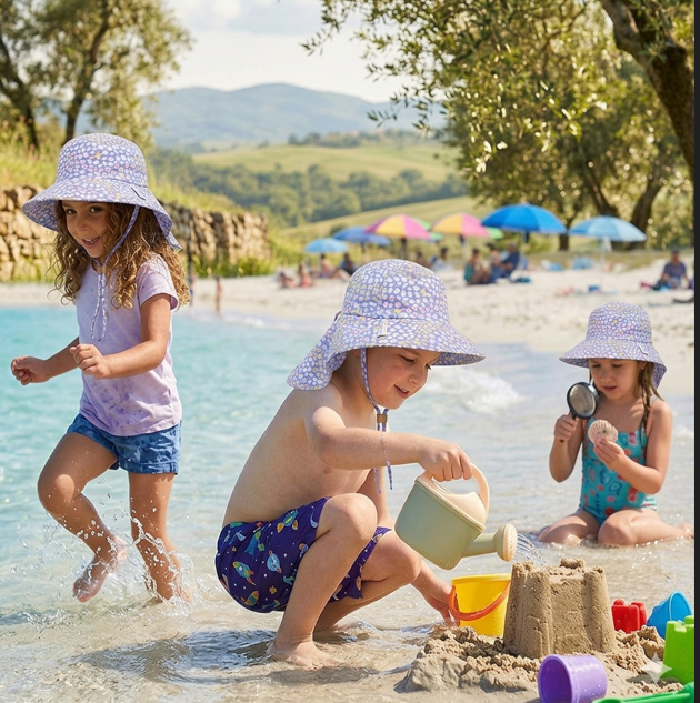 FlapJackKids Cape Sunhat Floral Field UPF50+ – Παιδικό Αντηλιακό Καπέλο Παραλίας για Βρέφη & Παιδιά - Small 6 Mo-2 Yrs - 1