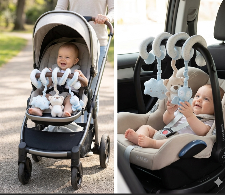 Interbaby Bear Blue Σπιράλ Δραστηριοτήτων για Καρότσι, Κούνια & κάθισμα αυτοκινήτου - 1