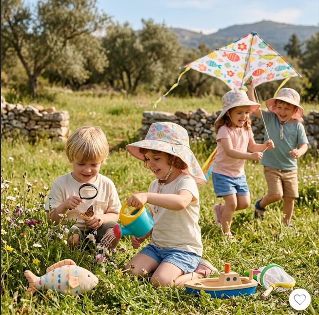FlapJackKids Cape Sunhat Kissing Fish UPF50+ – Παιδικό Αντηλιακό Καπέλο Παραλίας για Βρέφη & Παιδιά-2-4  ετών - 1
