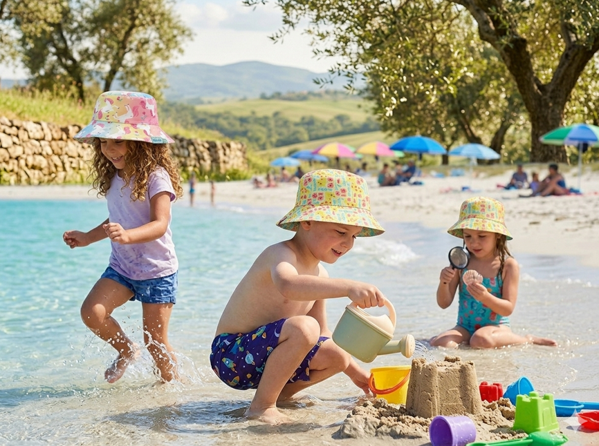 FlapJackKids Καπέλο Διπλής Όψης UPF50+ Unicorn/Giraffe – Παιδικό Αντηλιακό Reversible Καπέλο Παραλίας- Medium 2-4 Yrs - 1