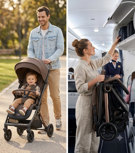 Bebe Stars Isla Automatic Gaia Brown Καρότσι Μωρού με Αυτόματο Δίπλωμα, XL Τέντα UPF50+ & Πλήρη Ανάκλιση έως 22kg - 1