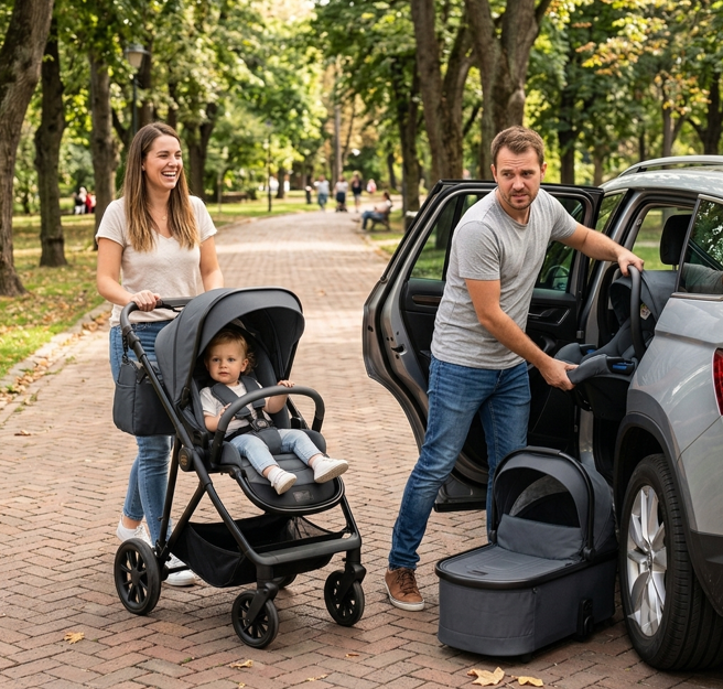 Bebe Stars Dione 3 in 1 Titanium Grey Πολυκαρότσι Μωρού με Port-Bebe, i-Size Car Seat - 1