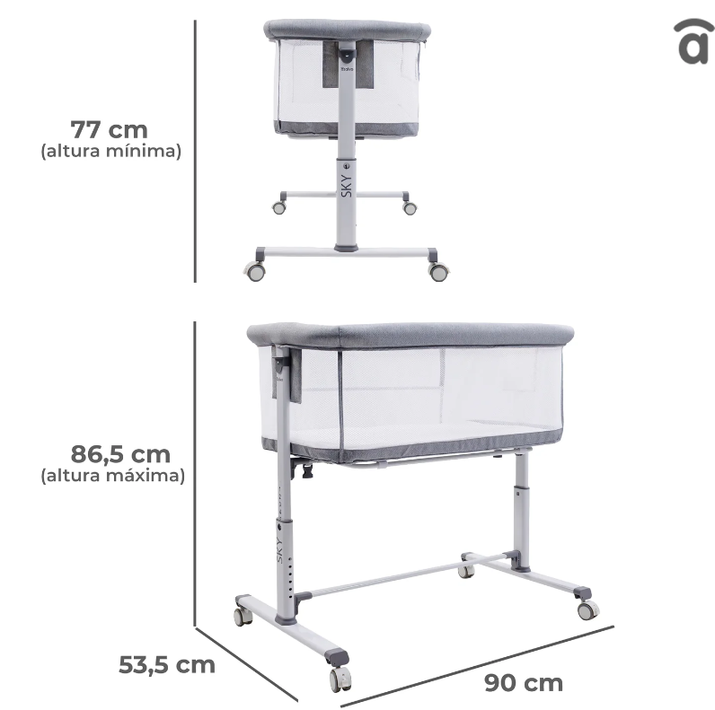 ASALVO Βρεφικό Λίκνο Sky Beige 2 σε 1 – Δίπλα στο Κρεβάτι με Ρύθμιση Ύψους, Ρόδες & Compact Δίπλωμα - 2