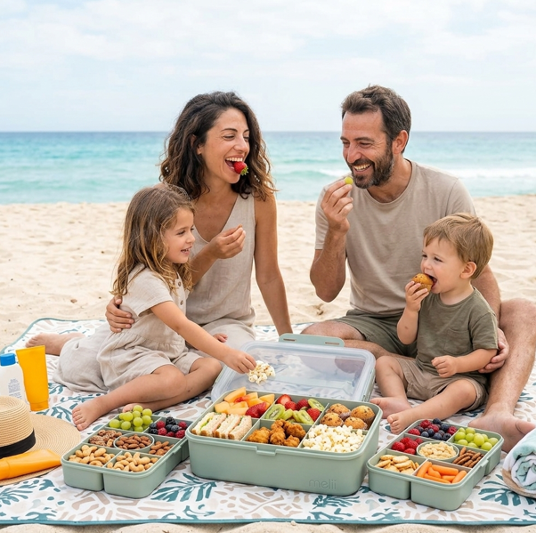 Melii Ορθογώνιο Snackle Box Sage 9L – Φαγητοδοχείο με Χωρίσματα για Σνακ, Ταξίδια & Οικογενειακές Εξορμήσεις - 2