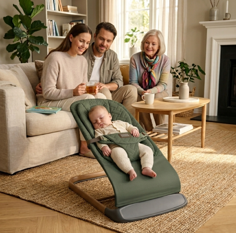 Bebe Stars Hammock Ρηλάξ Forest Green με Ανάκλιση 3 Θέσεων & Ανατομικό Μαξιλάρι 0-9kg - 1