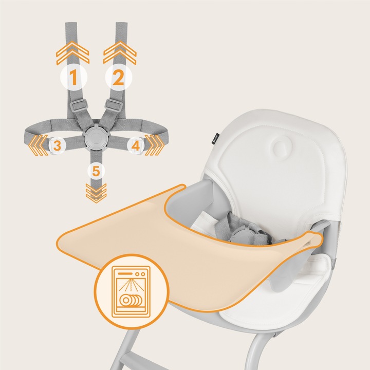 Lionelo Dalia Set Καρεκλάκι Φαγητού & Relax 4 Σε 1 Gray Stone