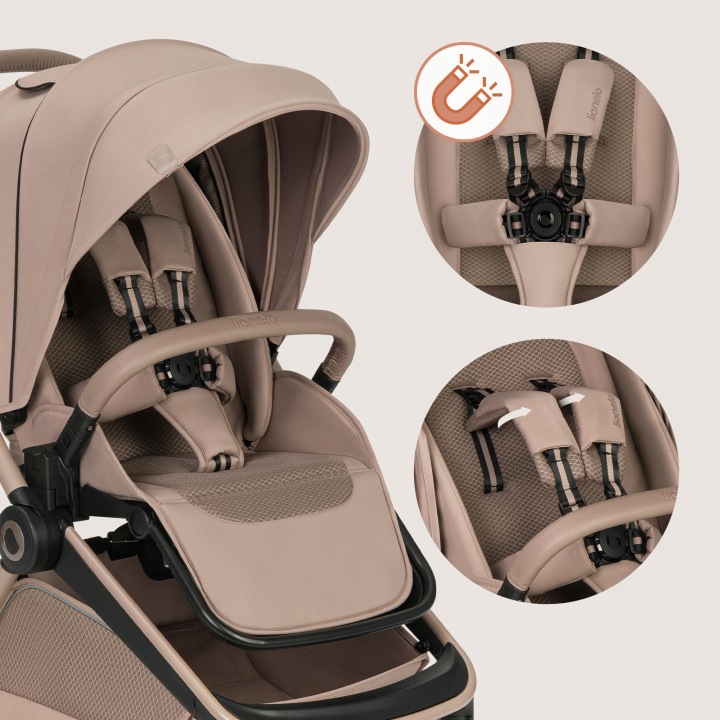 Lionelo Freya Καρότσι Βρεφικό 3 Σε 1 Έως 22Kg Με Αναδιπλούμενο Πορτ-Μπεμπέ Beige Sand