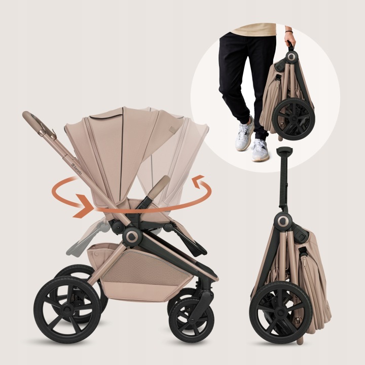 Lionelo Freya Καρότσι Βρεφικό 3 Σε 1 Έως 22Kg Με Αναδιπλούμενο Πορτ-Μπεμπέ Beige Sand