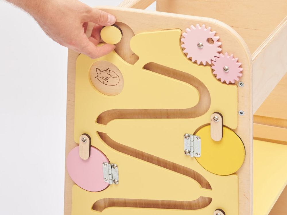 Elis Design Montessori Play 5 In 1 Yellow Πολυλειτουργικός Πύργος Εκμάθησης 75Cm