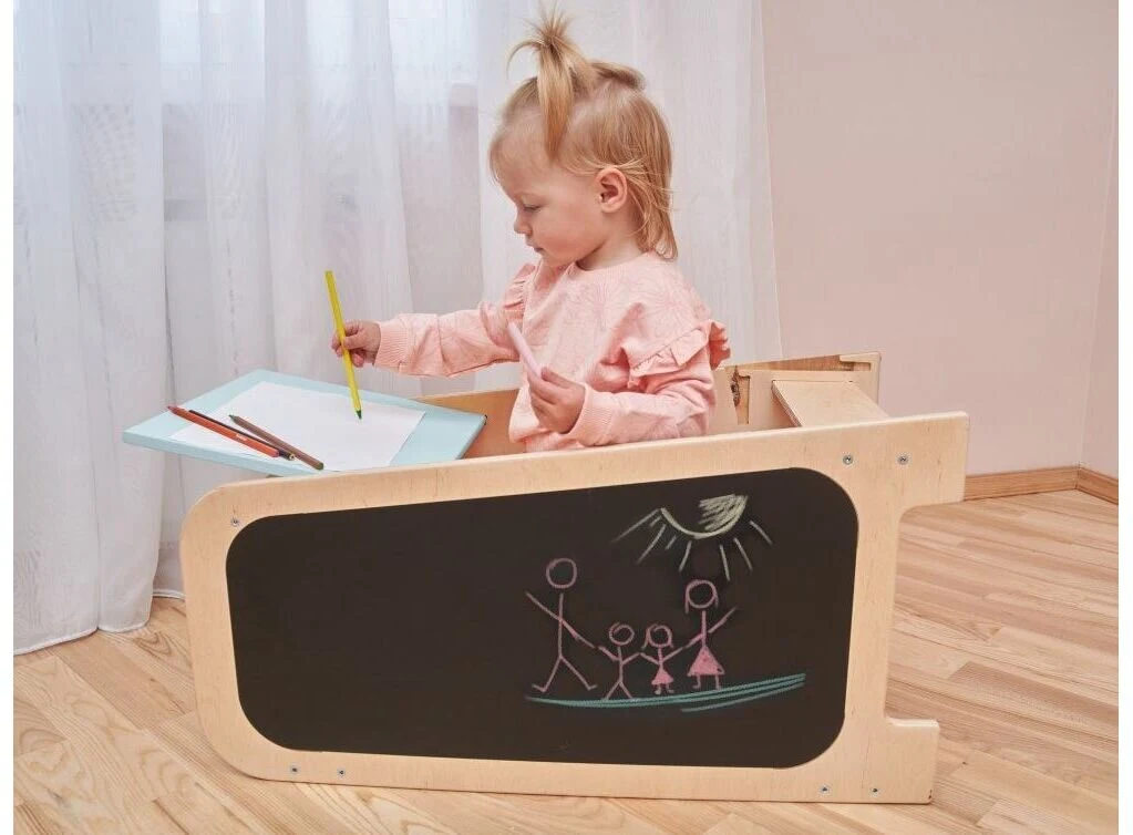 Elis Design Montessori Play 5 In 1 Yellow Πολυλειτουργικός Πύργος Εκμάθησης 75Cm