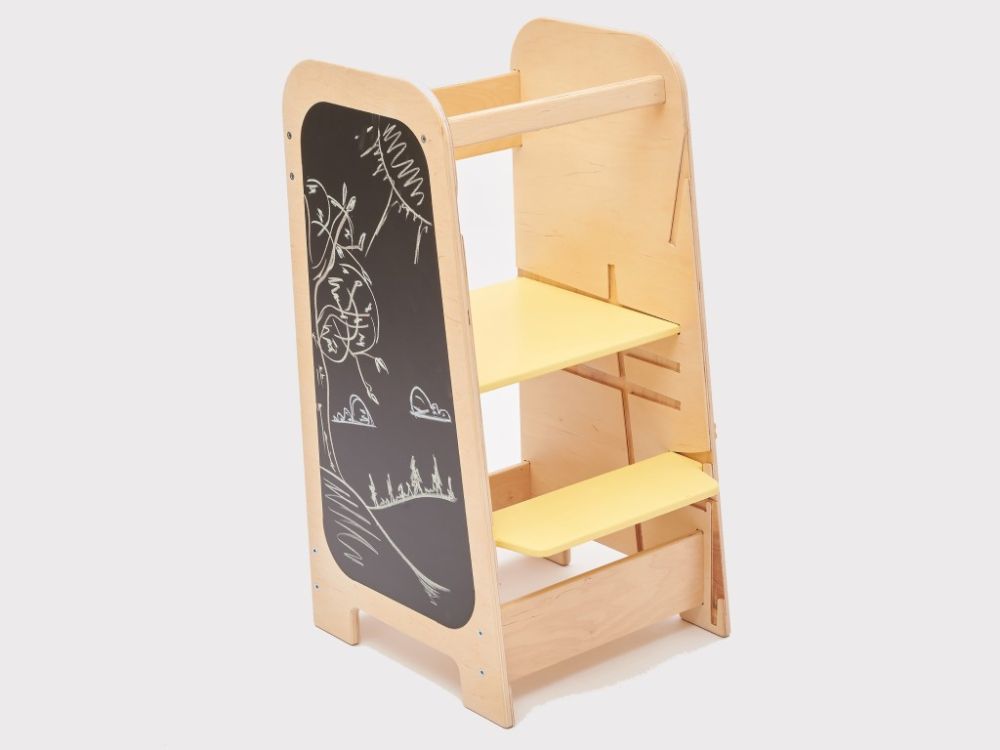 Elis Design Montessori Play 5 In 1 Yellow Πολυλειτουργικός Πύργος Εκμάθησης 75Cm