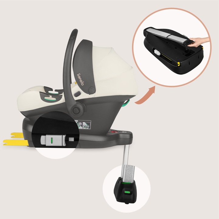 Lionelo Astrid Set Kάθισμα Aυτοκινήτου 40-87Cm I-Size & Βάση Isofix Beige Cream