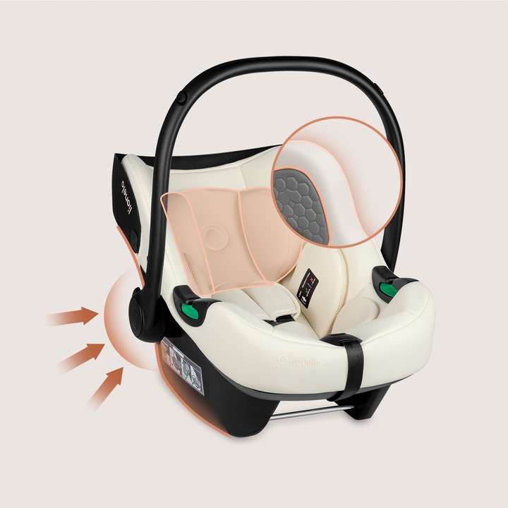 Lionelo Astrid Set Kάθισμα Aυτοκινήτου 40-87Cm I-Size & Βάση Isofix Beige Cream