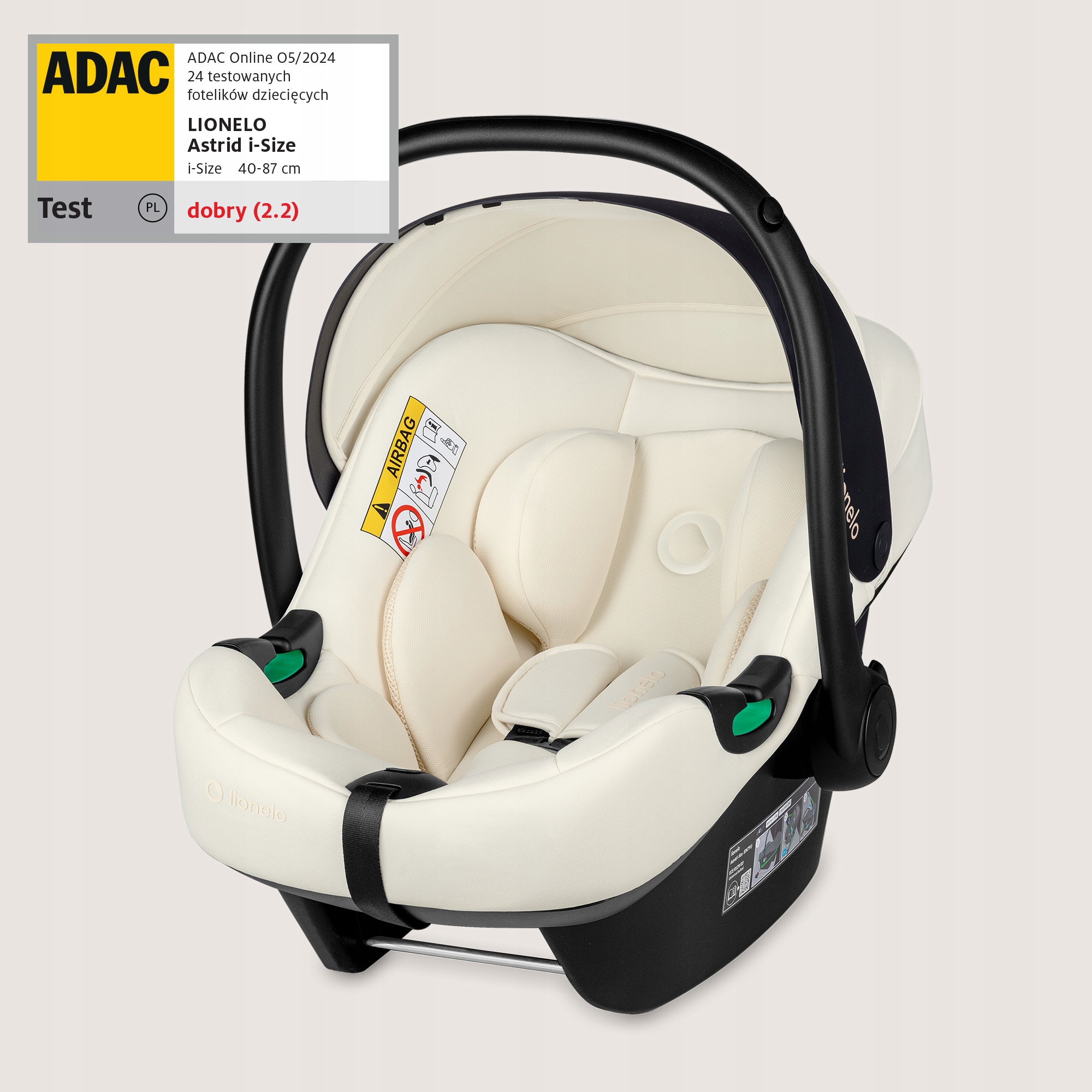 Lionelo Astrid Set Kάθισμα Aυτοκινήτου 40-87Cm I-Size & Βάση Isofix Beige Cream