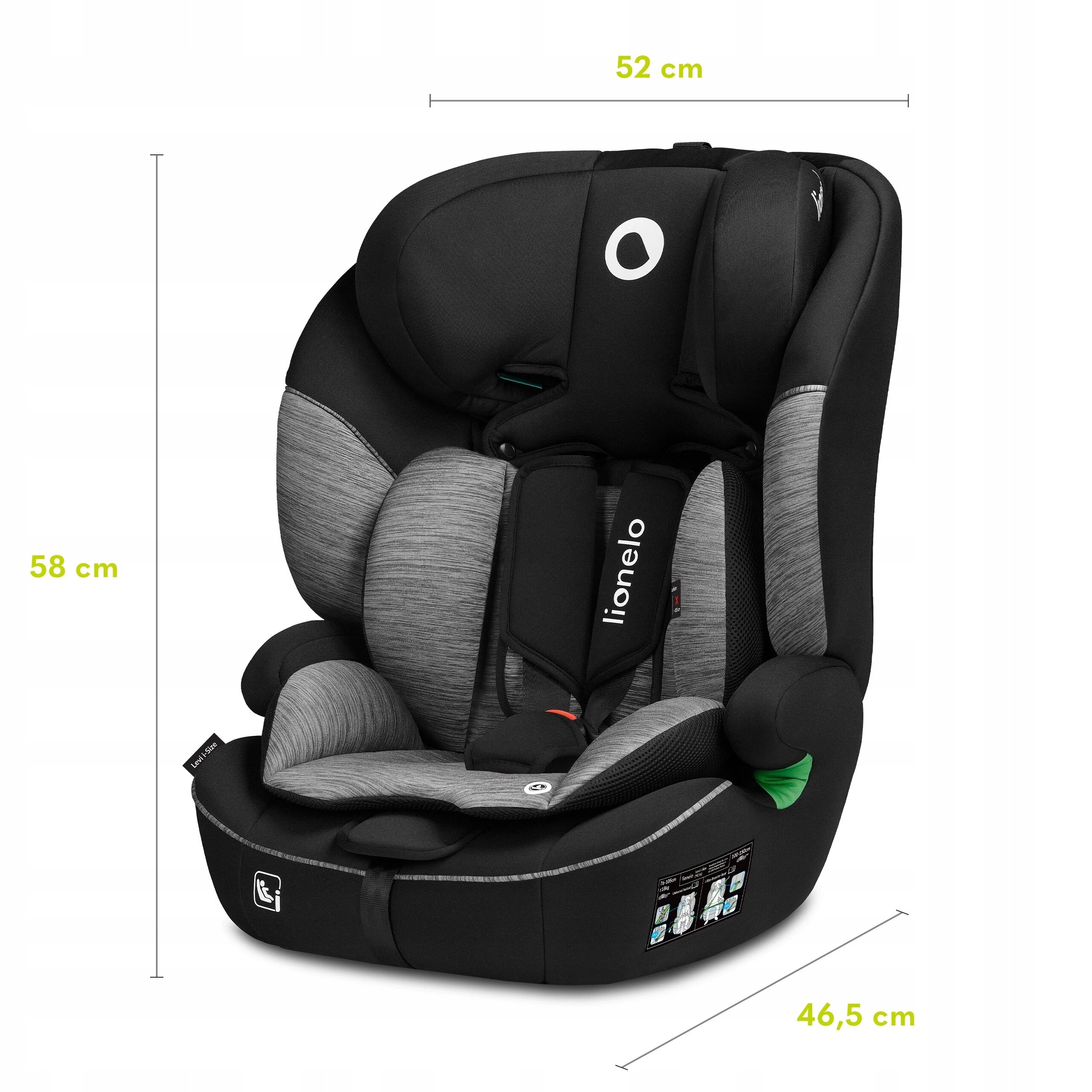 Lionelo Levi One I-Size Κάθισμα Αυτοκινήτου 9-36Kg Black Carbon