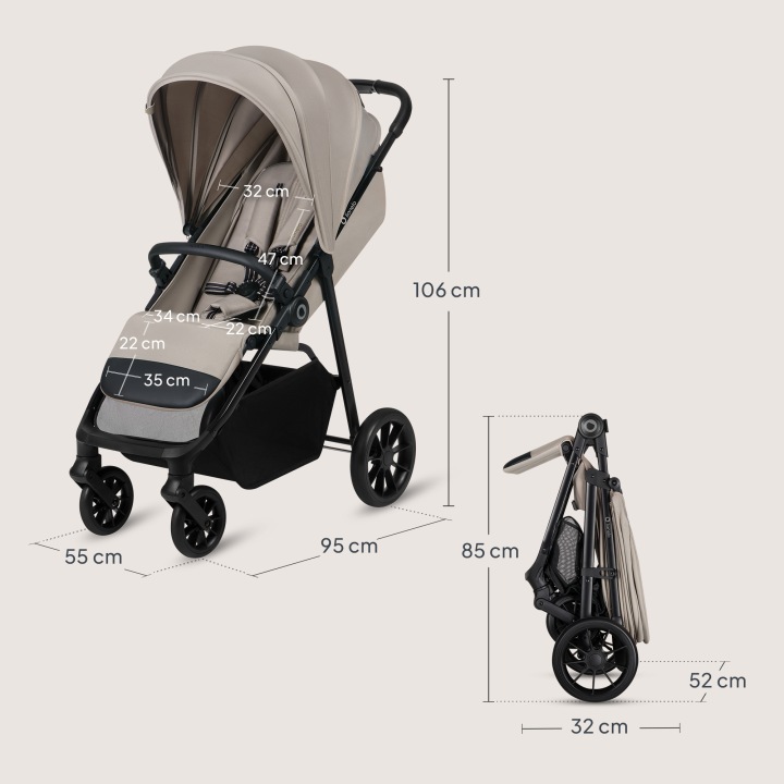 Lionelo Emerald Καρότσι Ταξιδίου Έως 22Kg Beige Sand